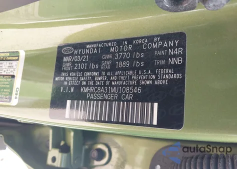 2021 Hyundai Venue Sel from USA, damaged, VIN KMHRC8A31MU108546